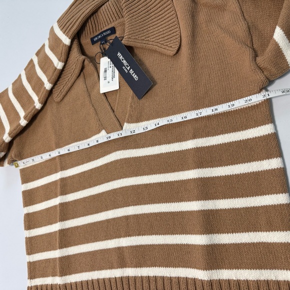 NWT Veronica Beard Jovie Pullover Sweater Women M Striped Cotton Khaki Ivory - Picture 13 of 16